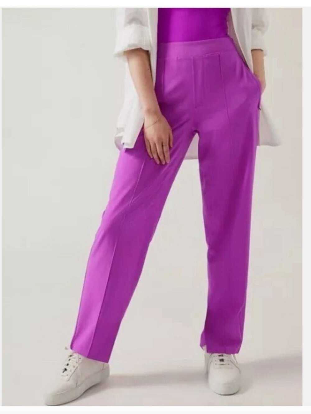 Athleta Vienna Slim Pant Purple Straight Leg Women's 6 Travel Athleisure